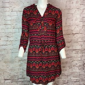 Miami medium Red stripe flower tunic dress